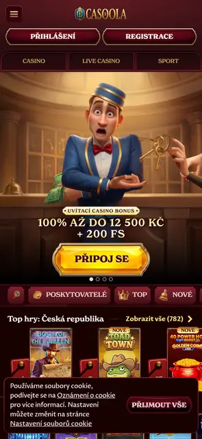 Casoola — úvodní stránka s uvítacím bonusem